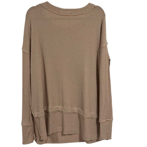 Free People We the‎ Free North Shore Oversized Thermal Top in Sand Size S - Picture 4 of 6